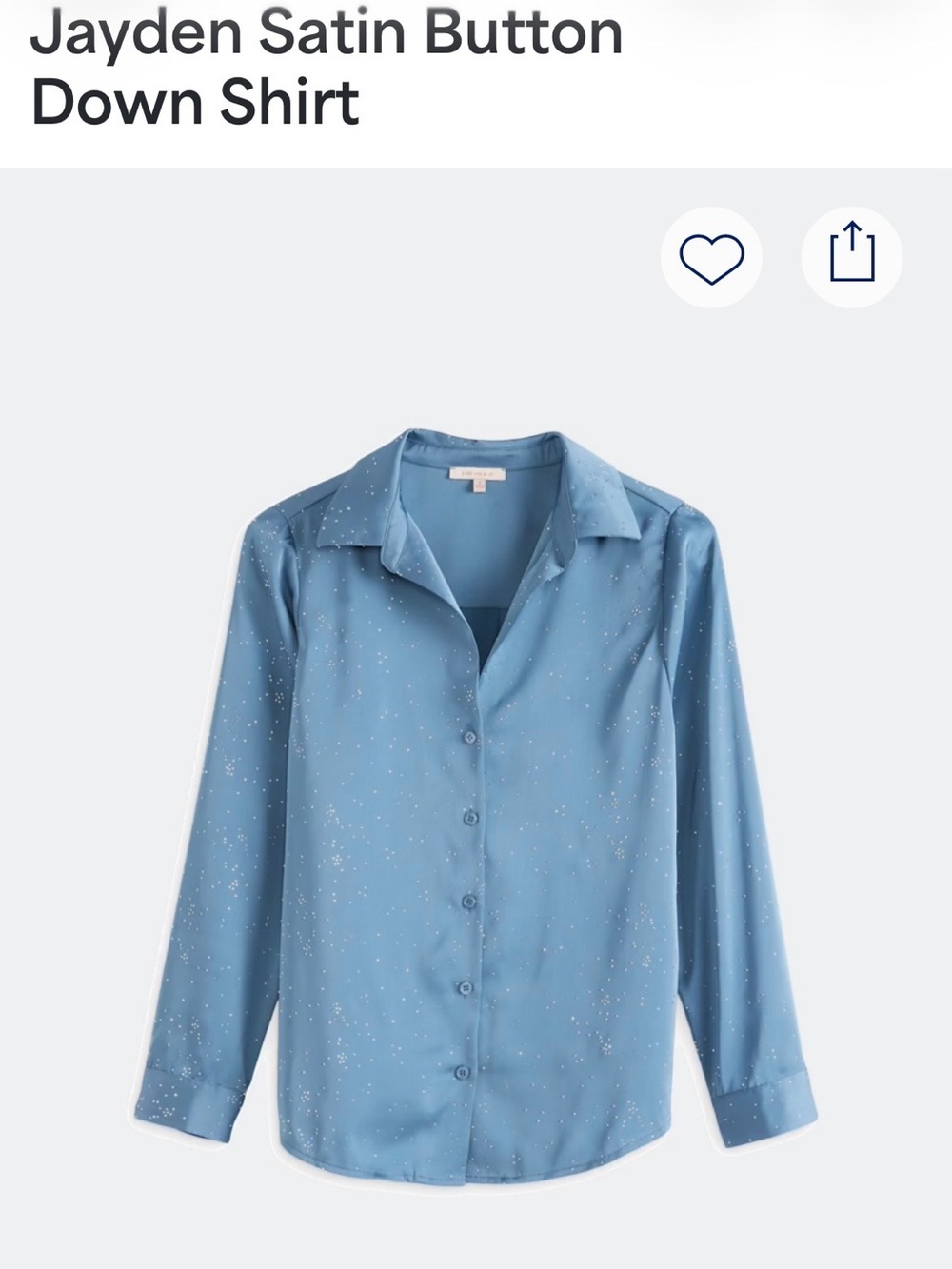 Skies Are Blue Jayden Satin Button Down Shirt in Light Blue with Silver Speckle